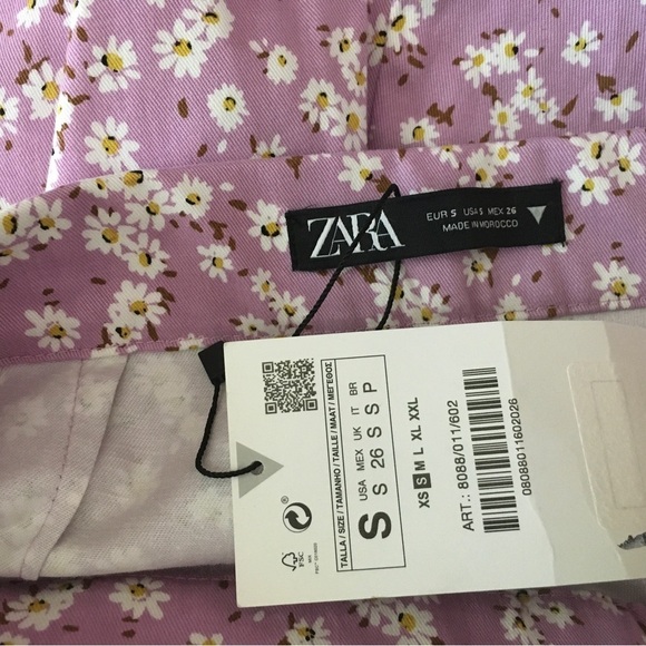 NWT zara Daisy floral flare pants hi rise purple size s retro 70s - Picture 5 of 5